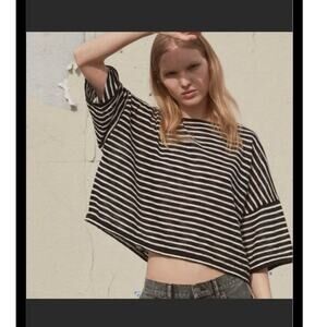 Vintage AllSaints Brook Oversized Boxy Black & White Striped Top Tee S – EUC